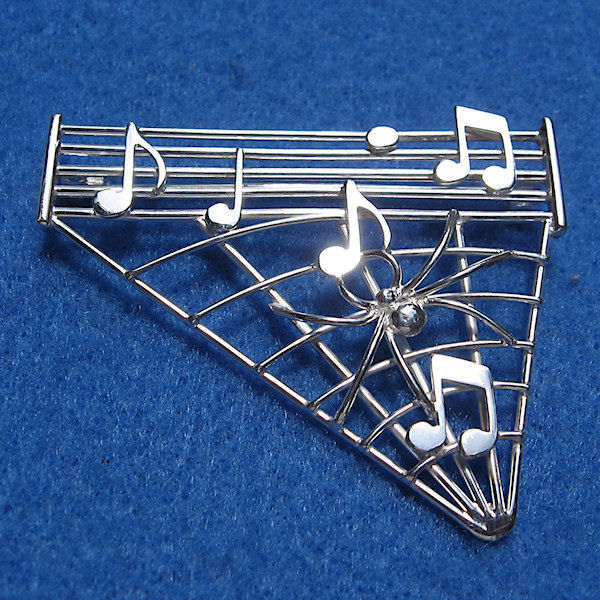 Music Spider Brooach Sterling Silver Jewelry Brian Wood ArtQLD